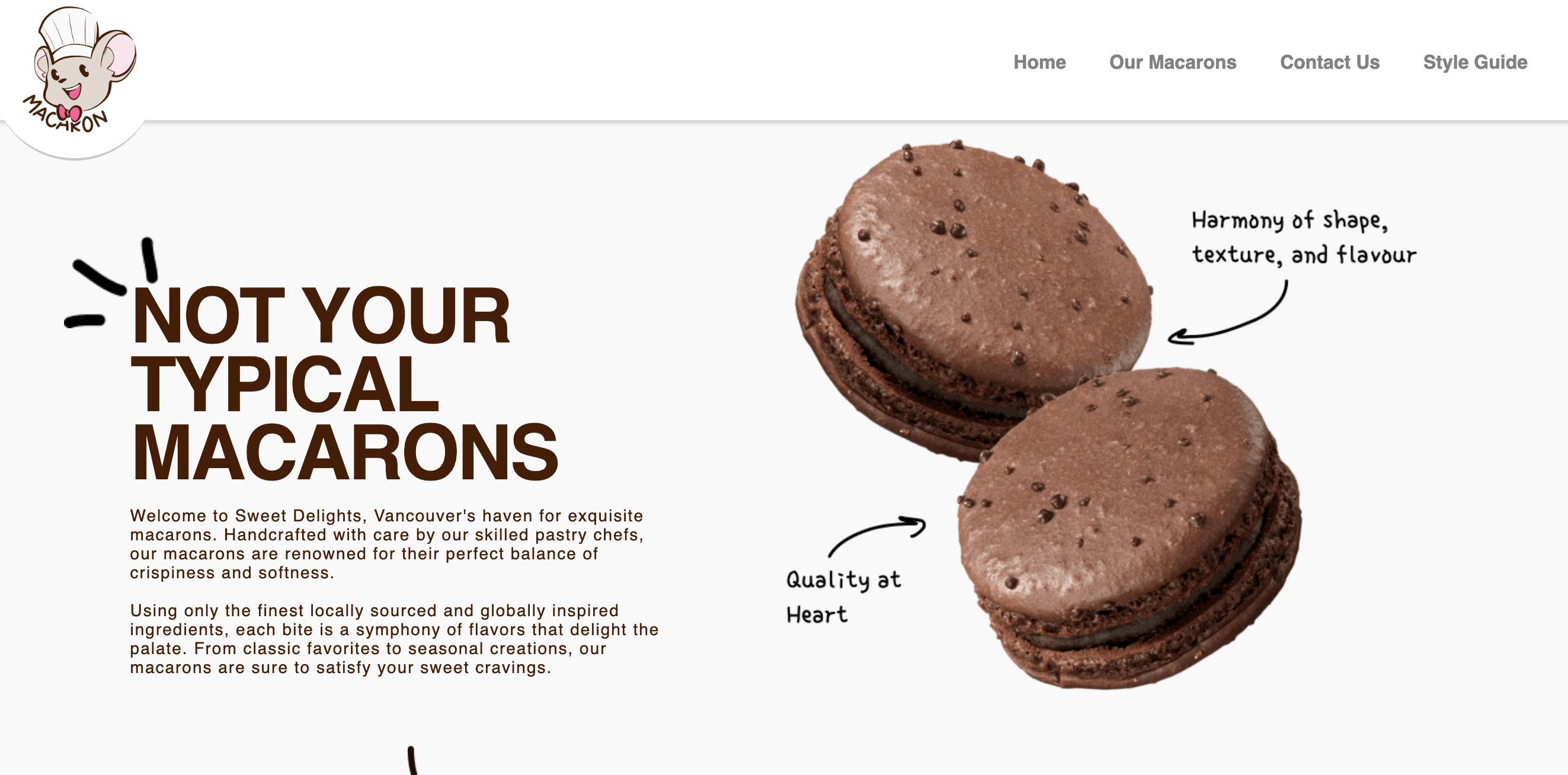 screenshot of the macaron website